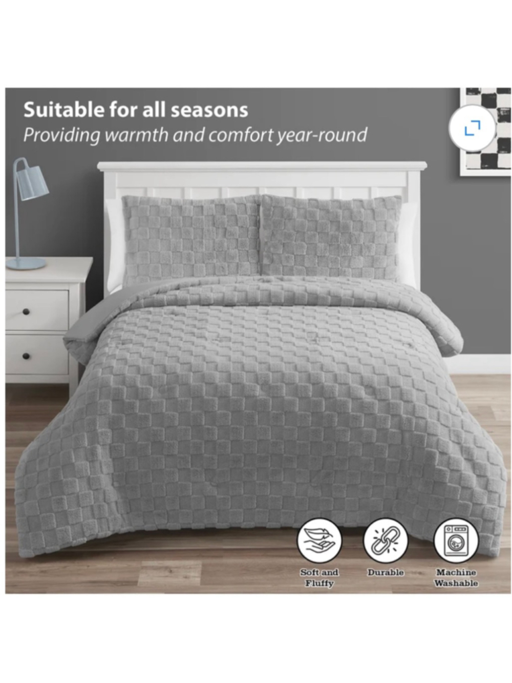 NEW Your Zone Unisex Full Comforter Set in Gray